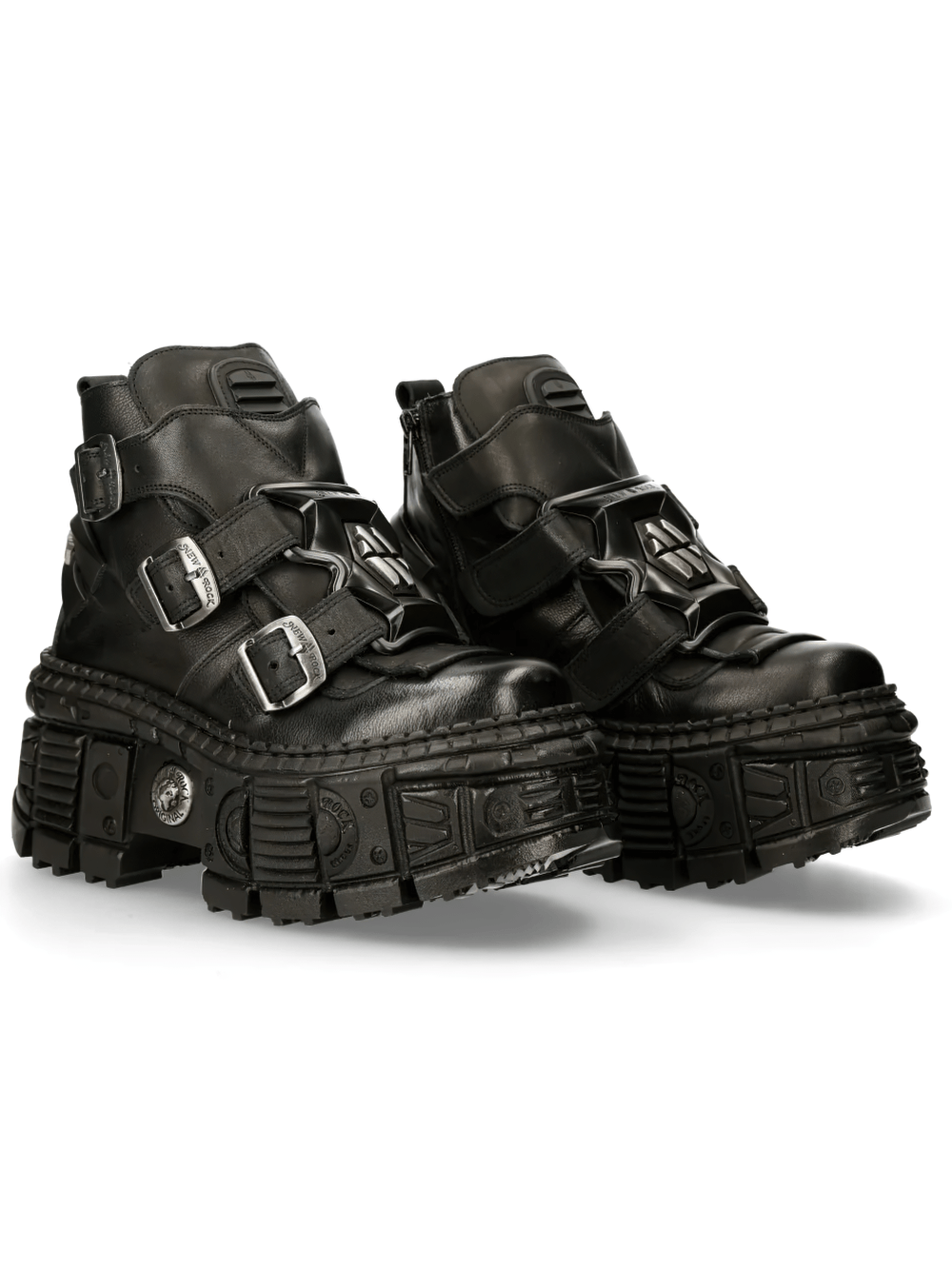 NEW ROCK Women's Ankle Boots with Industrial Strap Trim