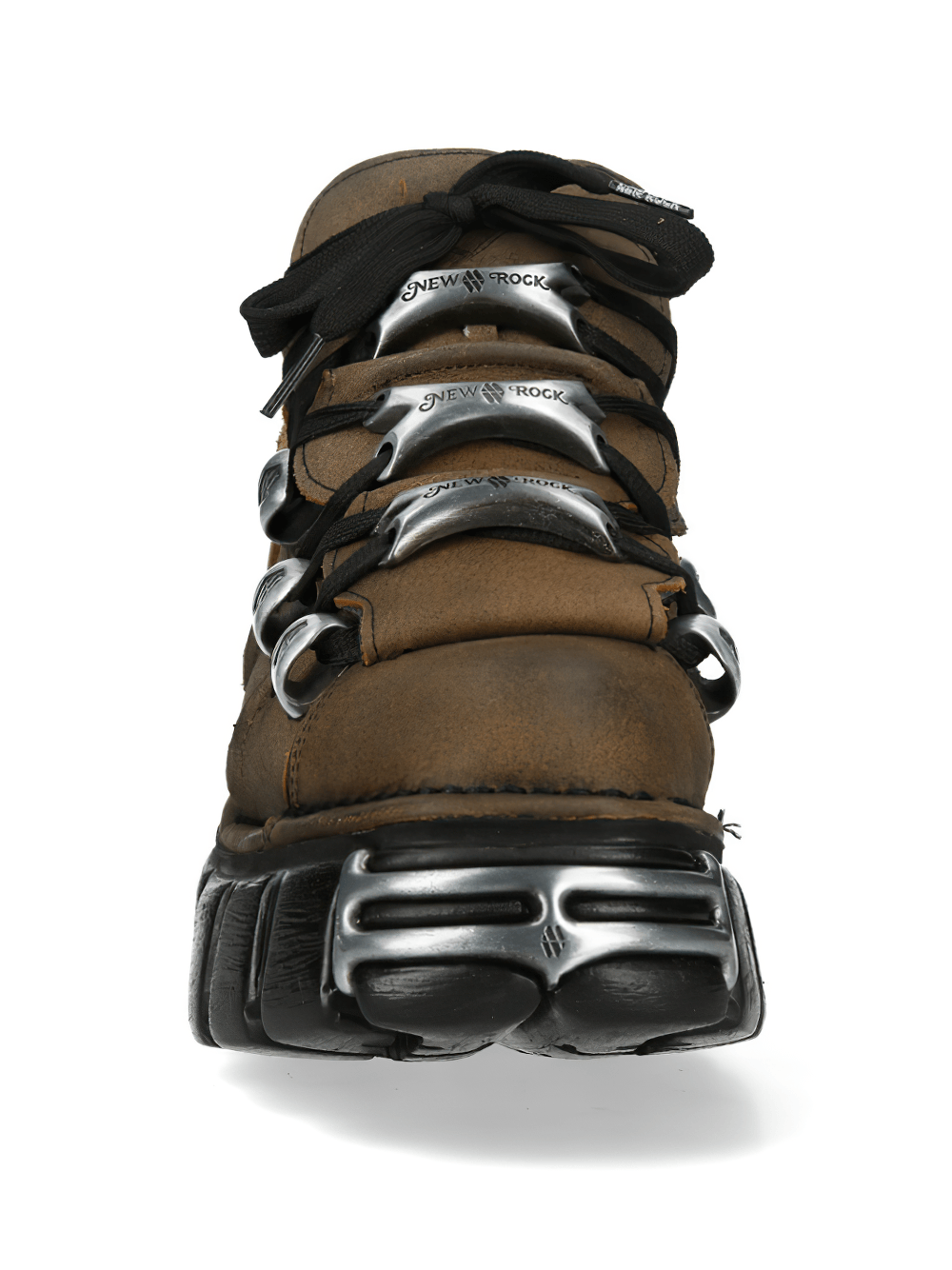 NEW ROCK Women's Ankle Boots with Metal Lace Plate Trim