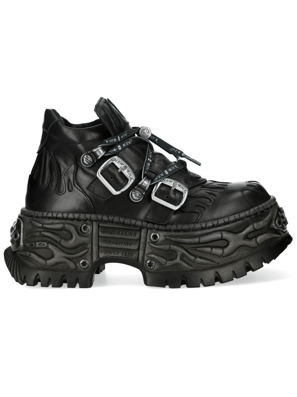 NEW ROCK Women's Black Gothic Flame Platform Shoes