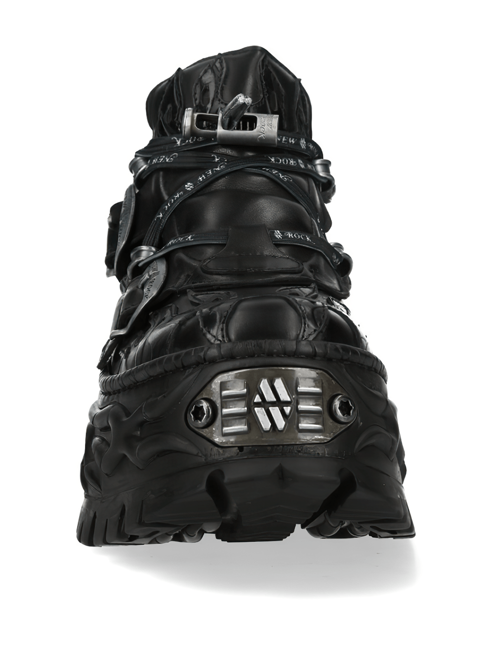 NEW ROCK Women's Black Platform Shoes with Buckle Trim