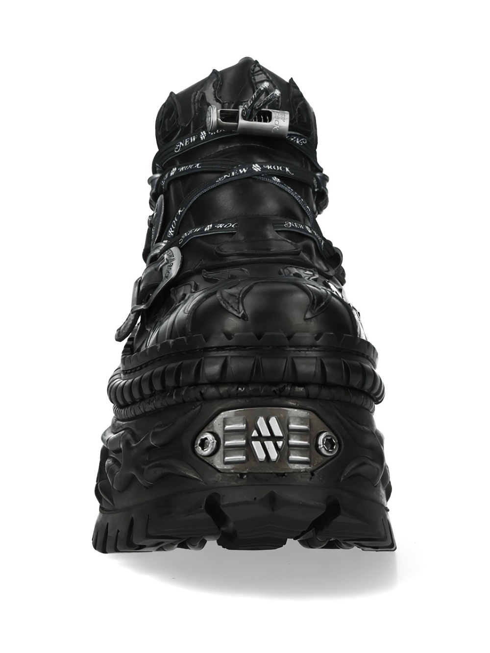 NEW ROCK Women's Black Platform Shoes with Flame Detail