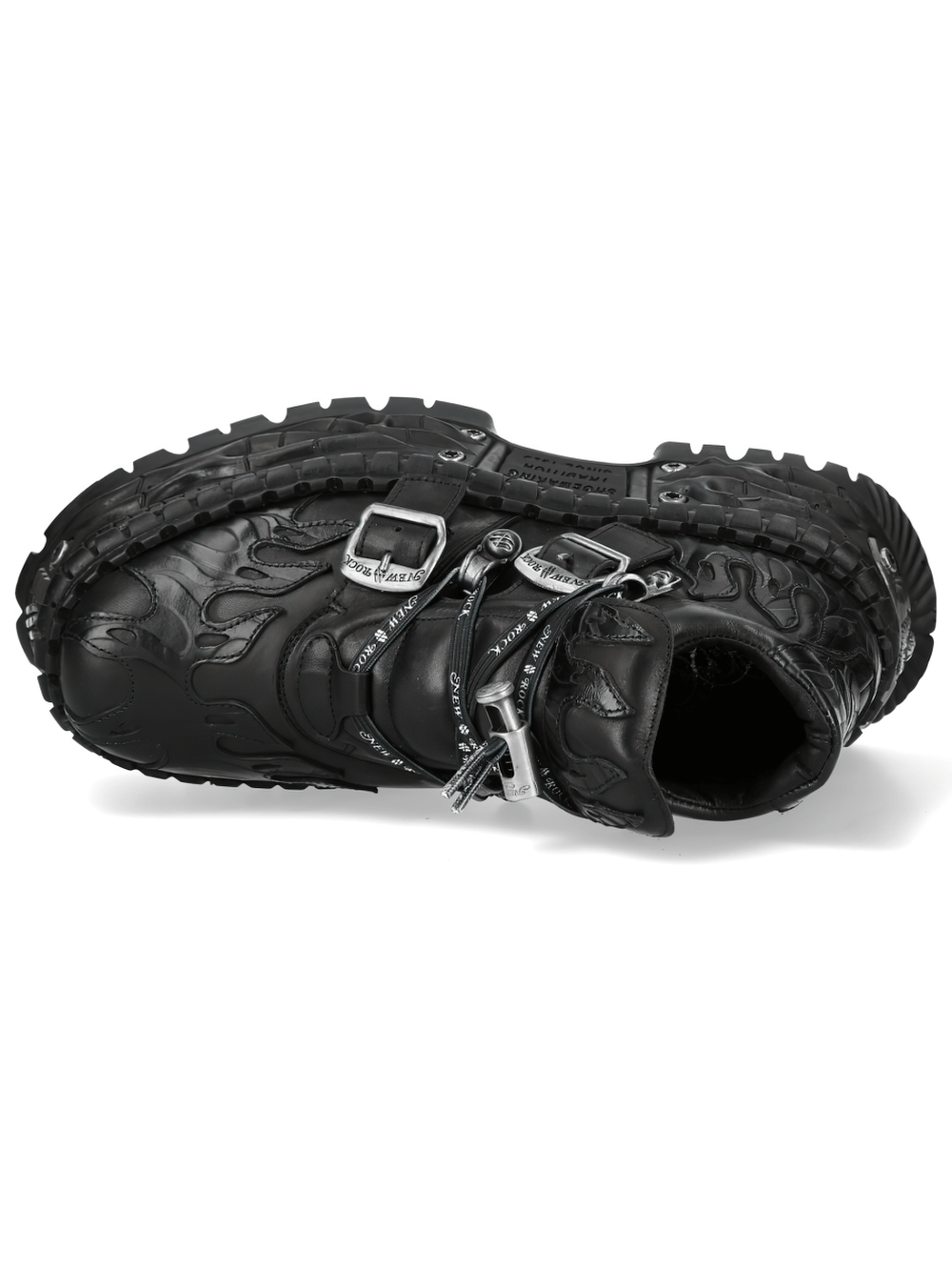 NEW ROCK Women's Black Platform Shoes with Flame Detail