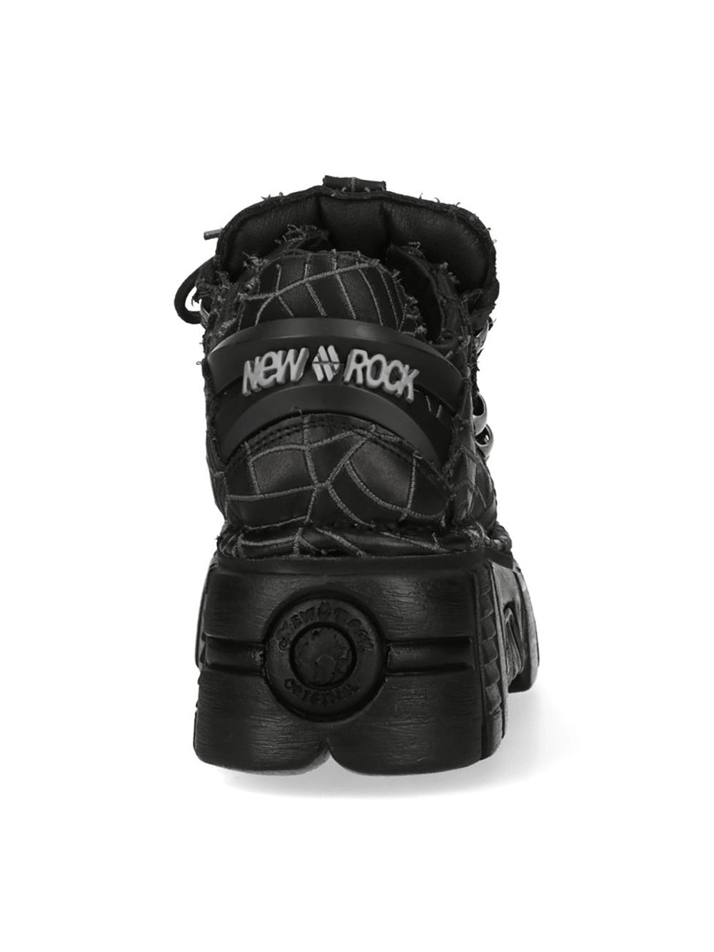 NEW ROCK Women's Black Platform Shoes with Gray Spiderweb