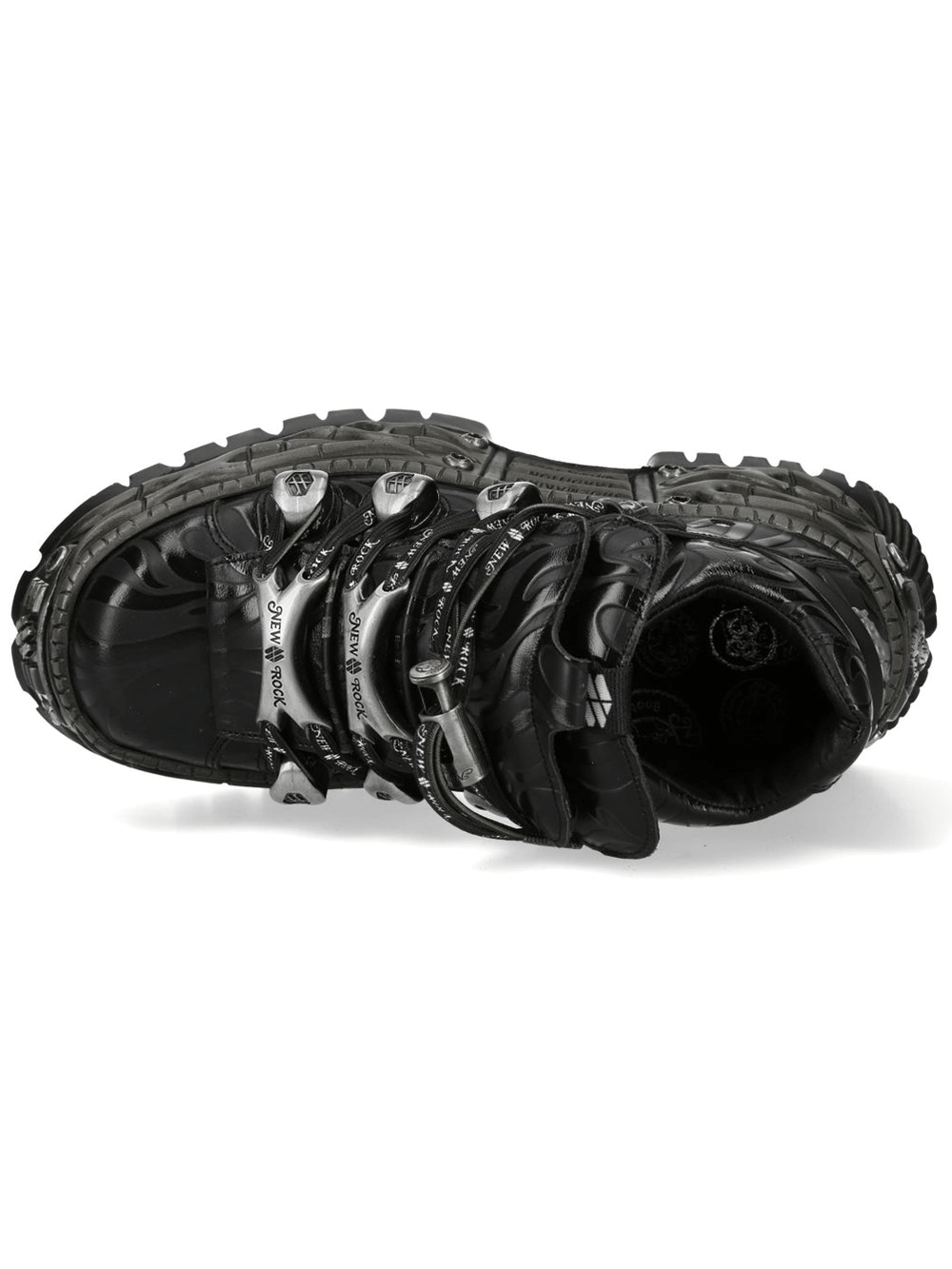 NEW ROCK Women's Black Platform Shoes with Metal Hardware