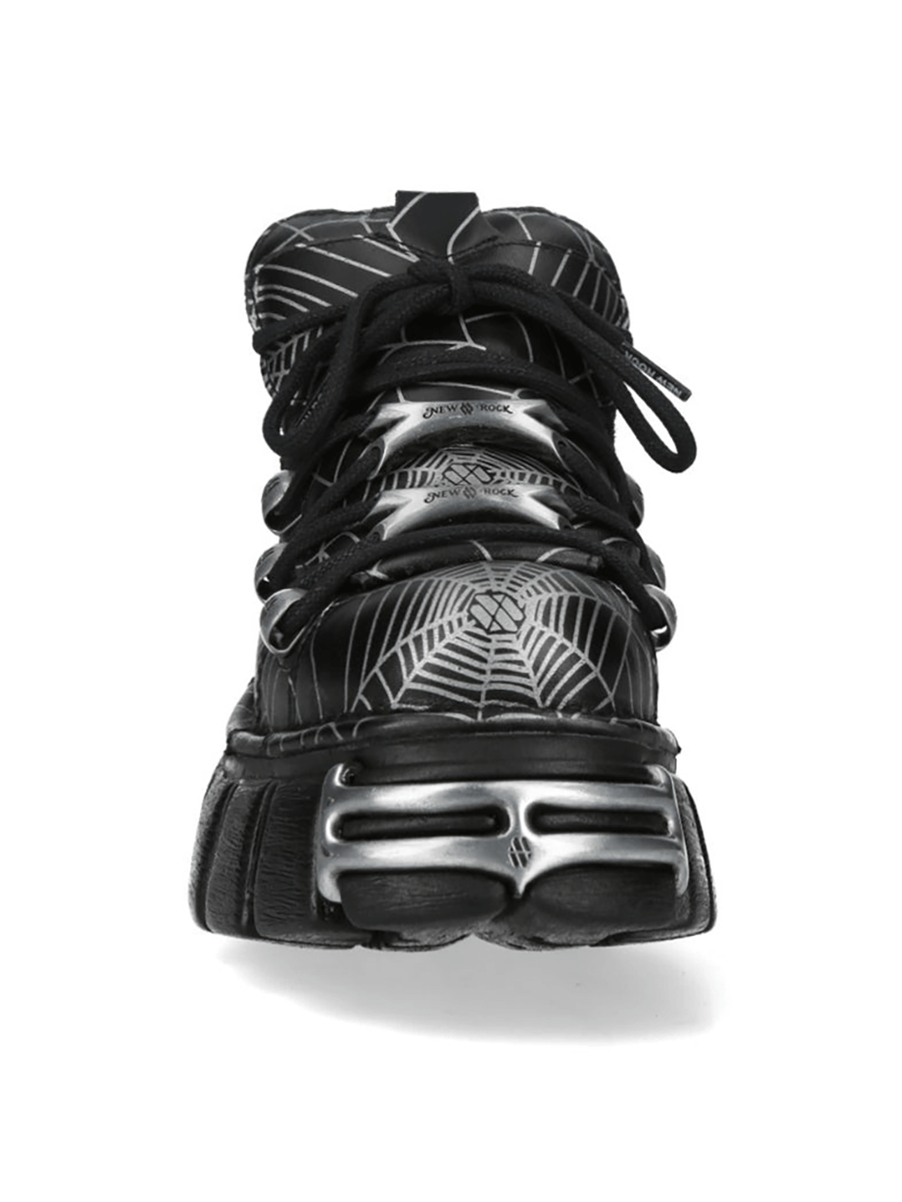 NEW ROCK Women's Black Web Print Gothic Platform Shoes