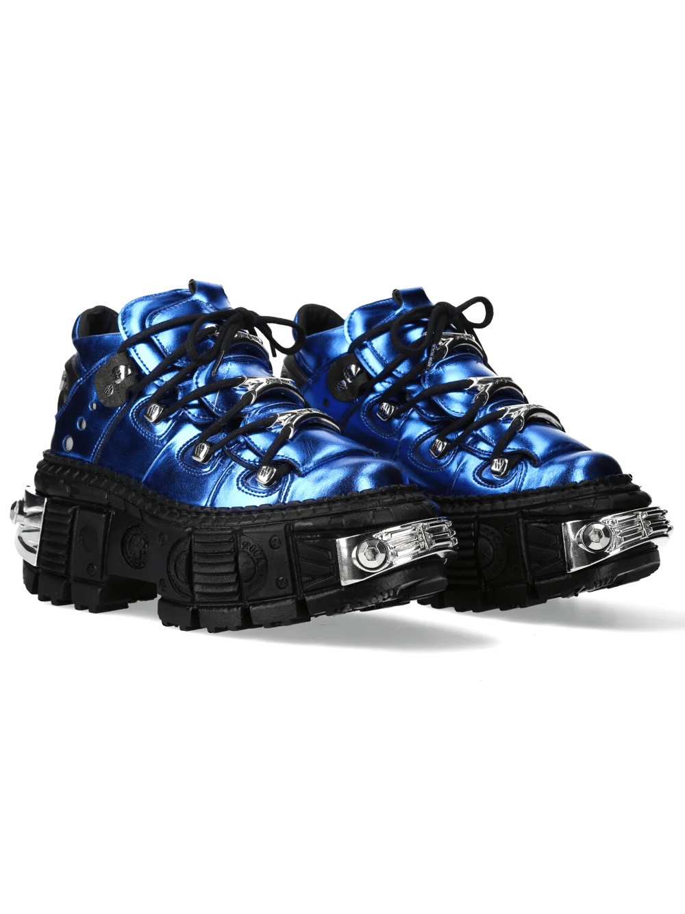 NEW ROCK Women's Blue Gothic Shoes with Metallic Side Armour