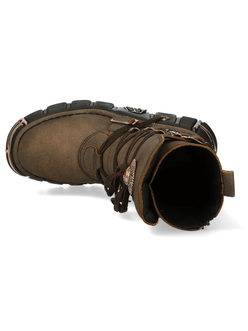 NEW ROCK Women's Brown Boots with Buckles and Laces