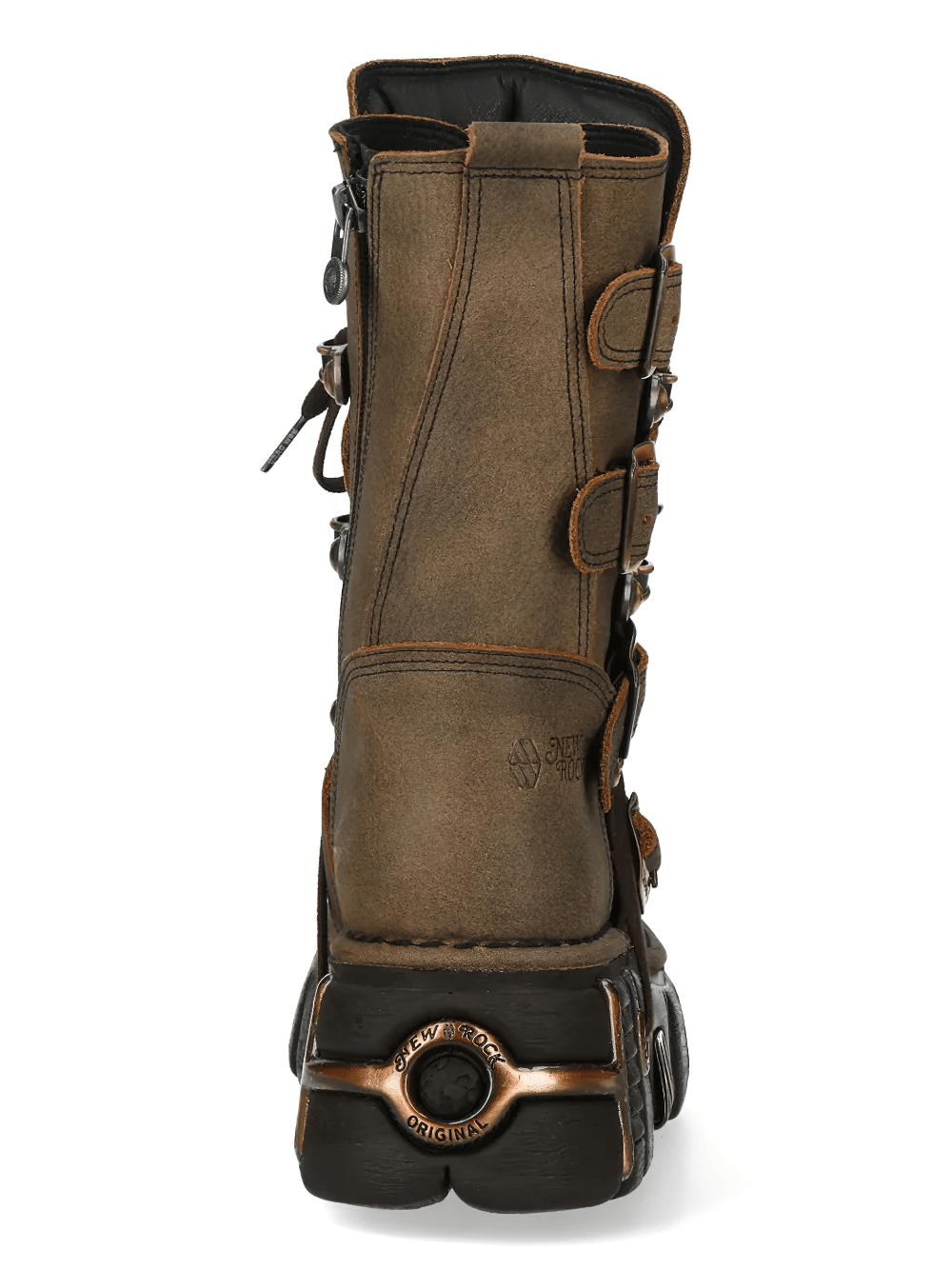 NEW ROCK Women's Brown Boots with Buckles and Laces