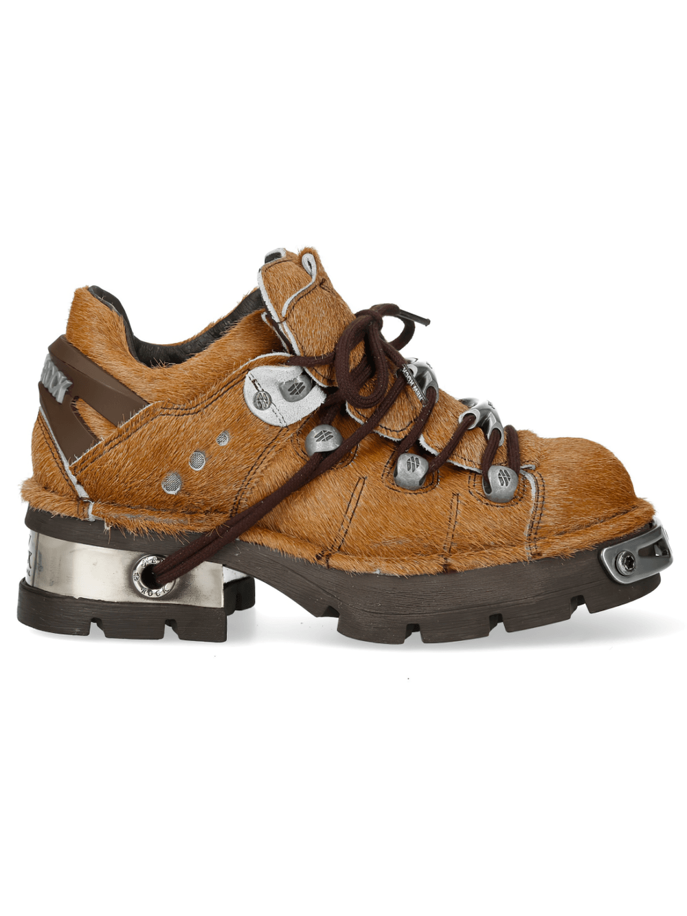 NEW ROCK Women's Brown Low Platform Shoes with Toe Plates