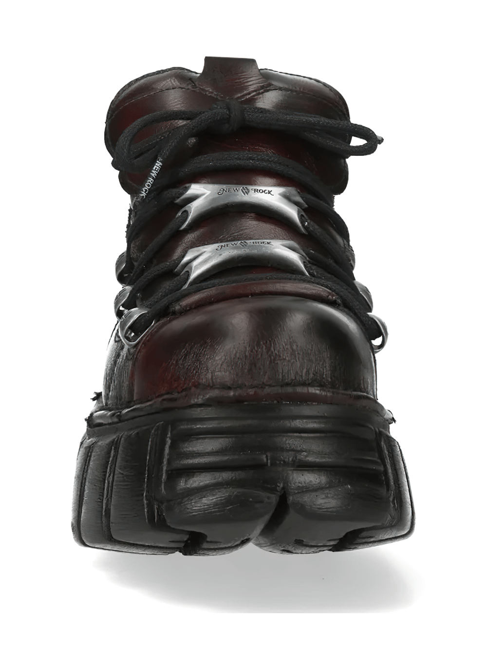 NEW ROCK Women's Burgundy Punk Shoes with Black Sole