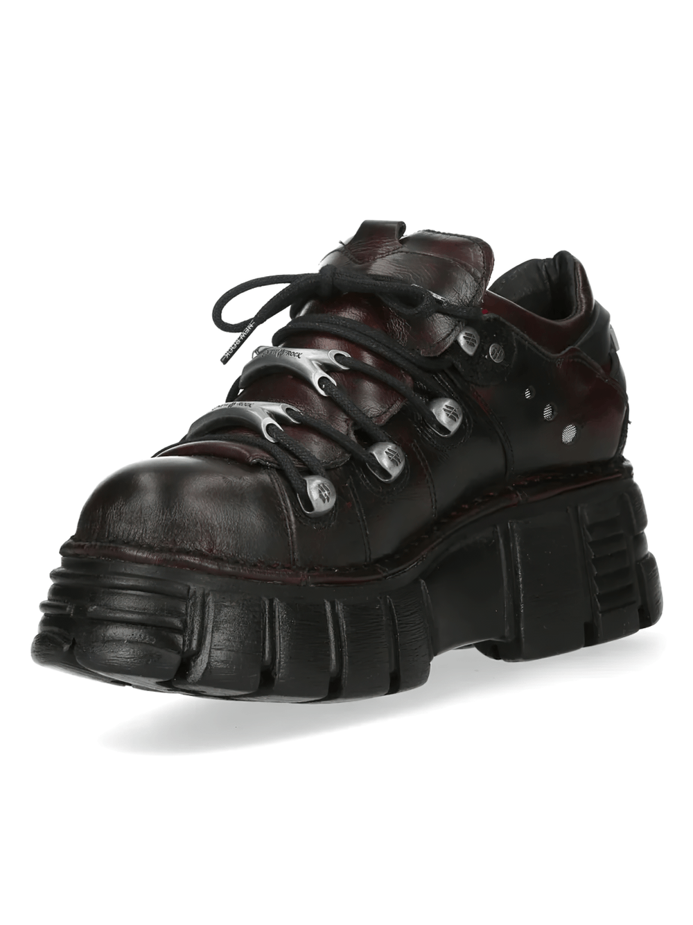 NEW ROCK Women's Burgundy Punk Shoes with Black Sole