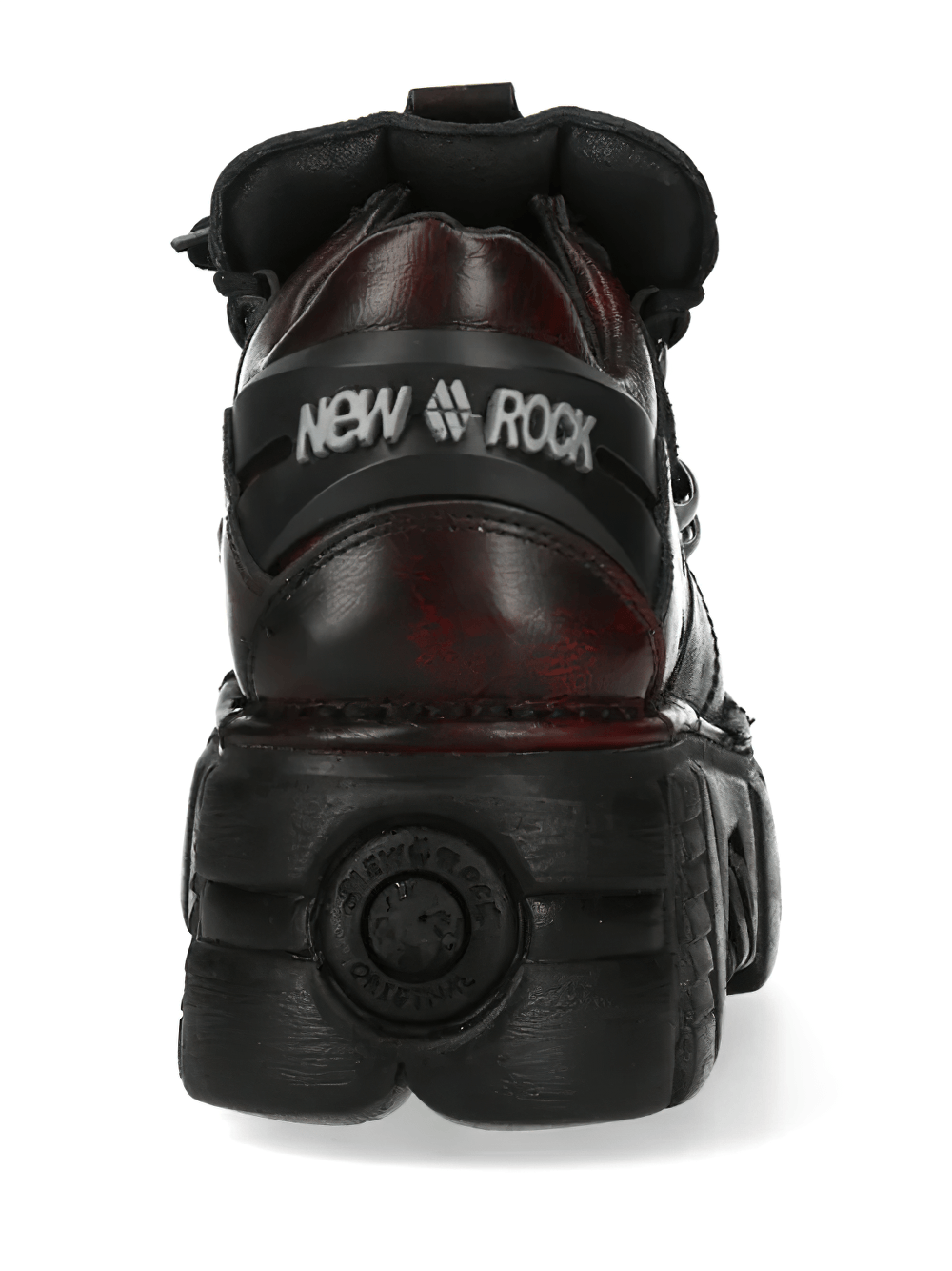 NEW ROCK Women's Burgundy Punk Shoes with Black Sole