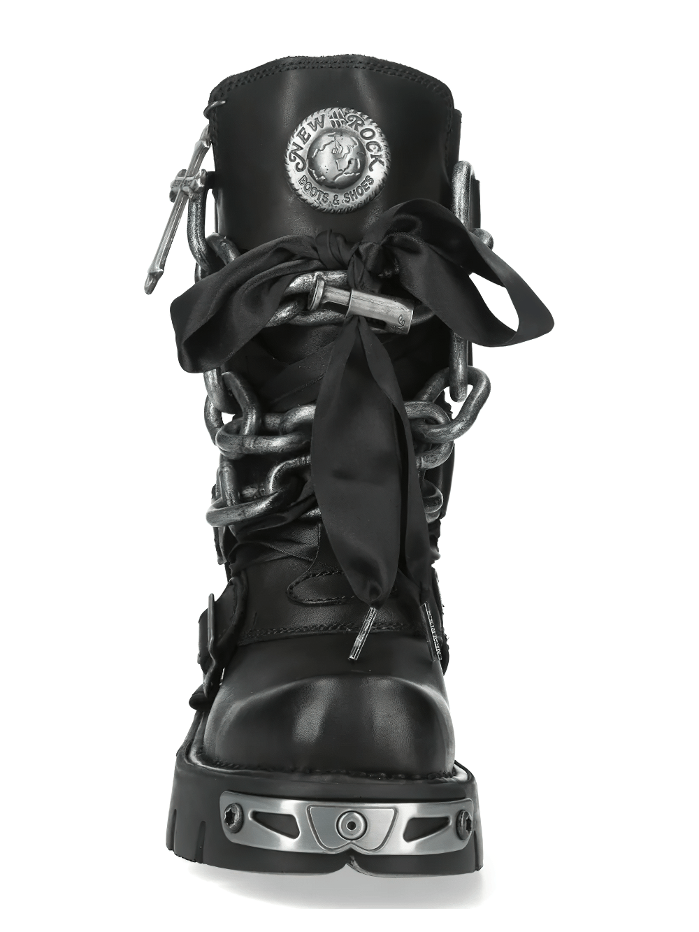 NEW ROCK Women's Chain Boots with Buckles and Tread Sole