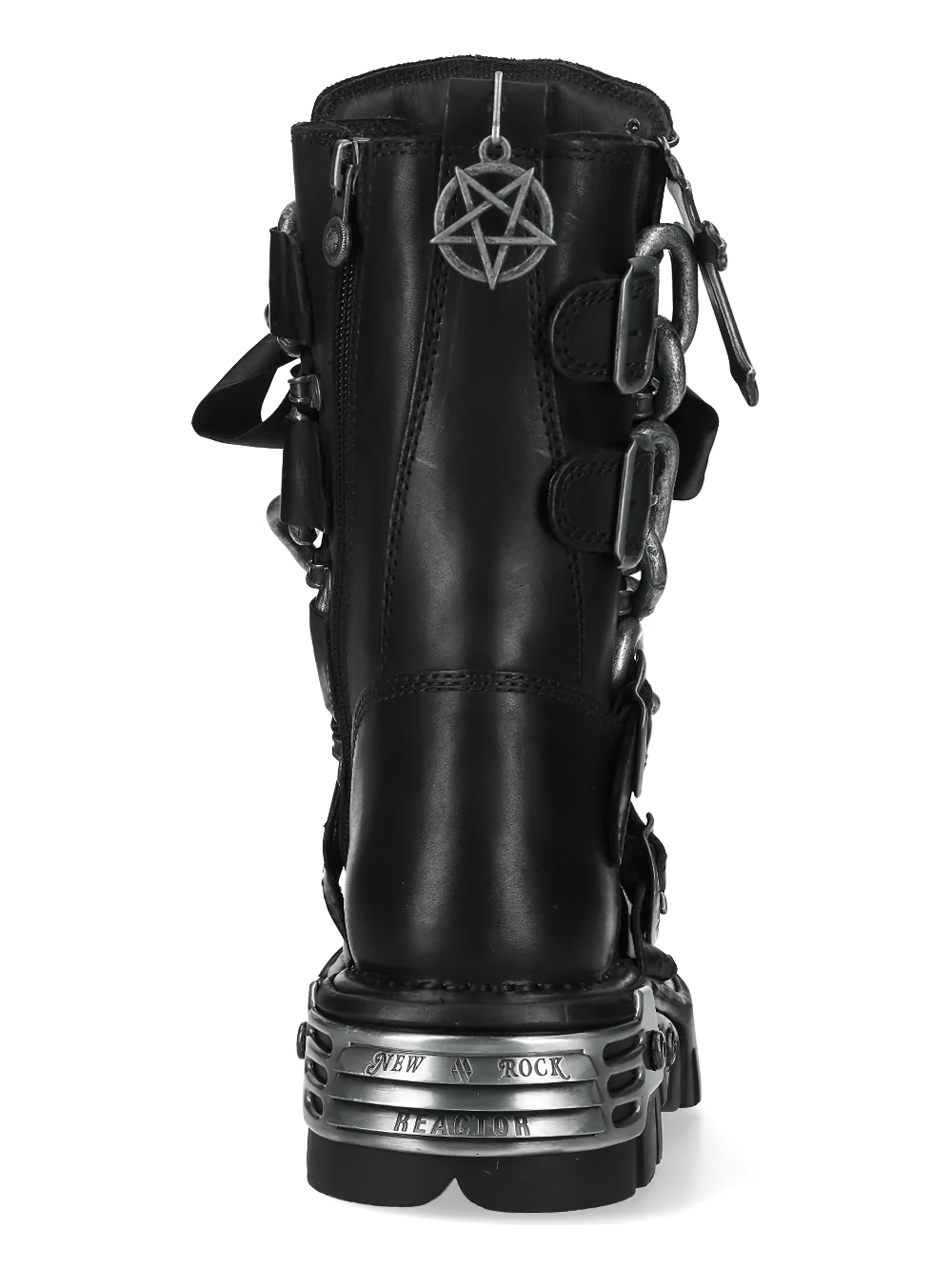 NEW ROCK Women's Chain Boots with Buckles and Tread Sole