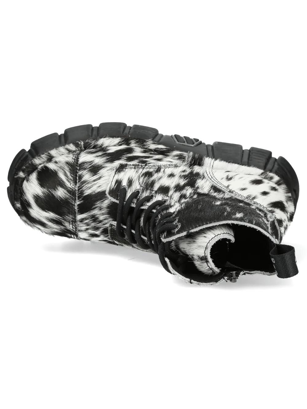 NEW ROCK Women's Cow Print Gothic Boots with Lug Sole