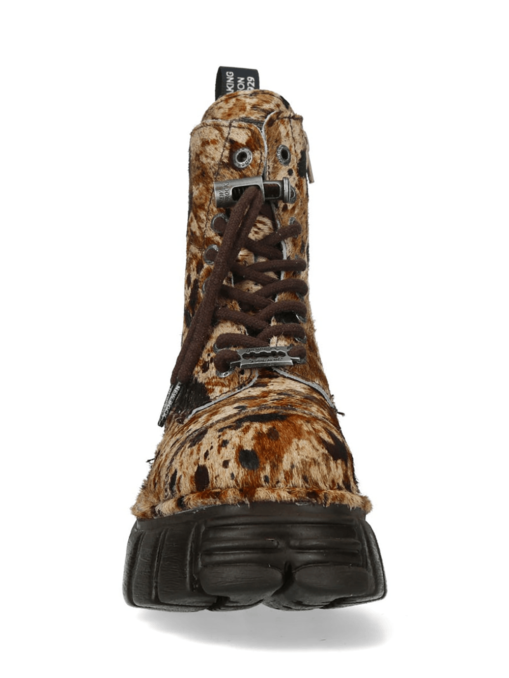 NEW ROCK Women's Cow Print Platform Boots with Side Zip