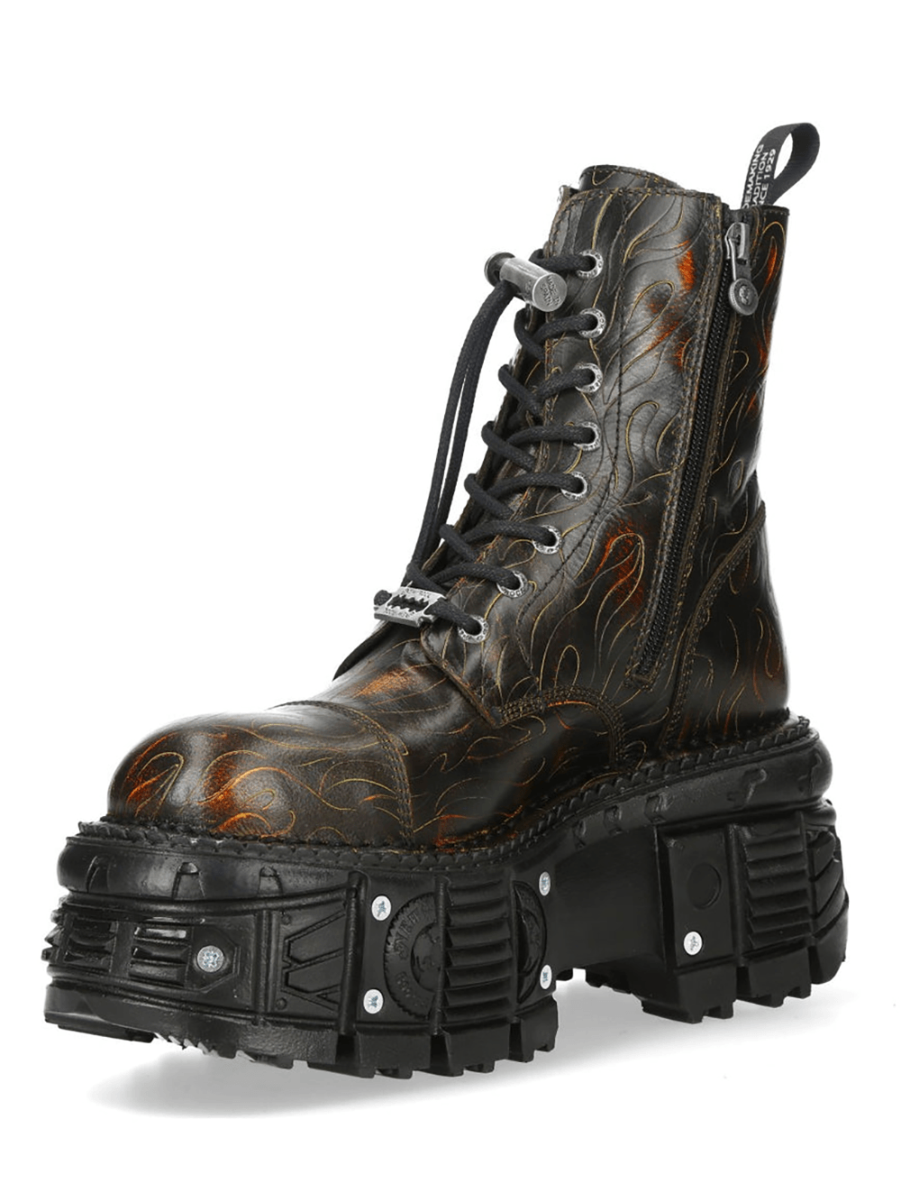 NEW ROCK Women's Flame Platform Boots with Side Zipper