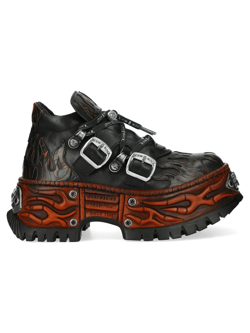 NEW ROCK Women's Flame Platform Shoes with Buckle Straps