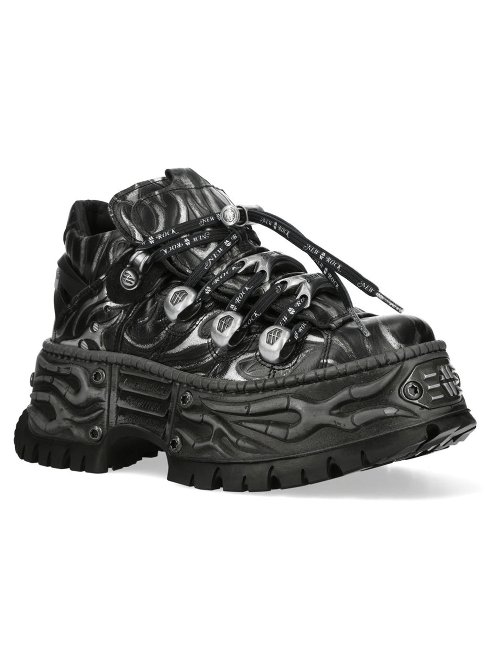 NEW ROCK Women's Flame Platform Sneakers with Lace-Up