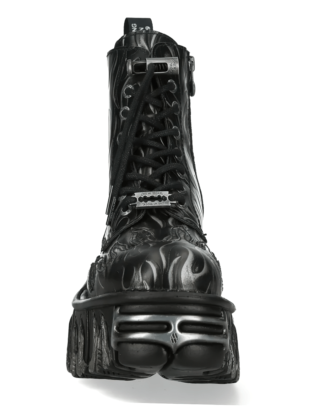 NEW ROCK Women's Flame Punk Boots with Embossed Fire Motif