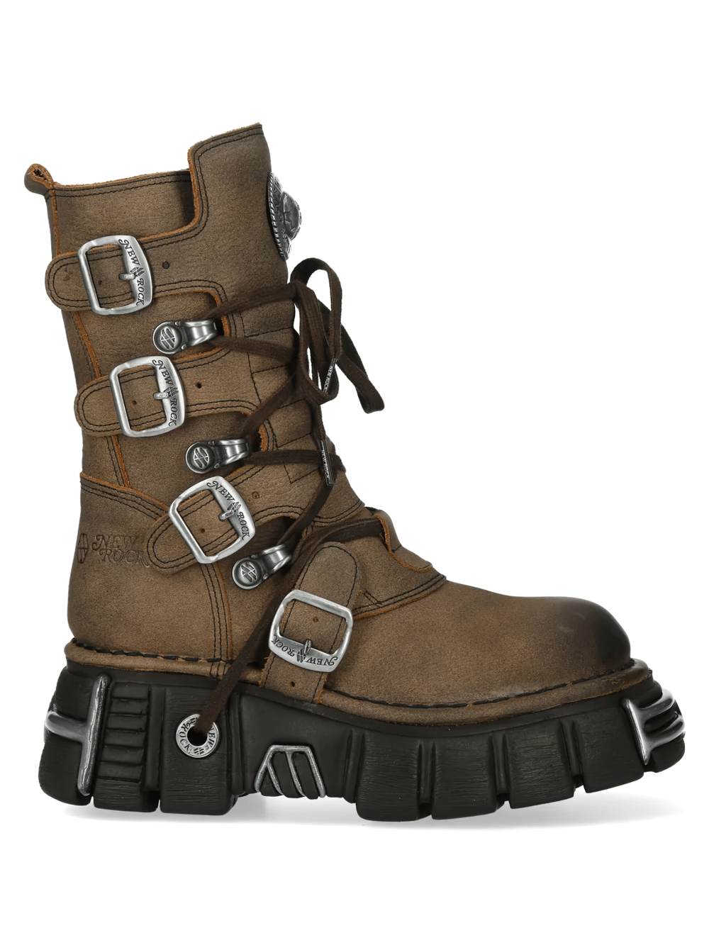 NEW ROCK Women's Gothic Platform Boots with Buckle Straps