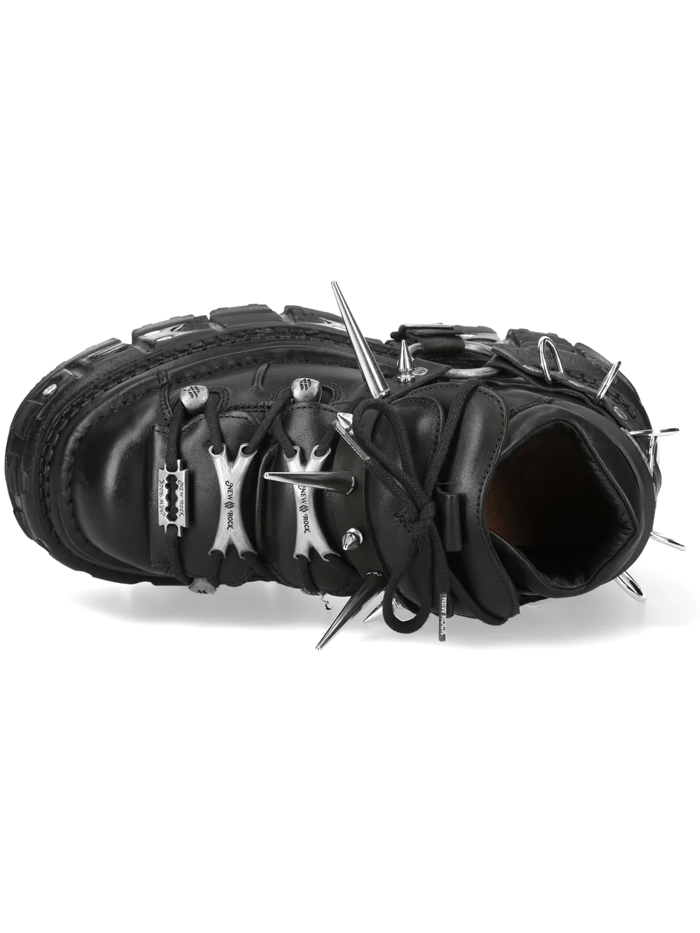 NEW ROCK Women's Gothic Platform Boots with Spikes Rings