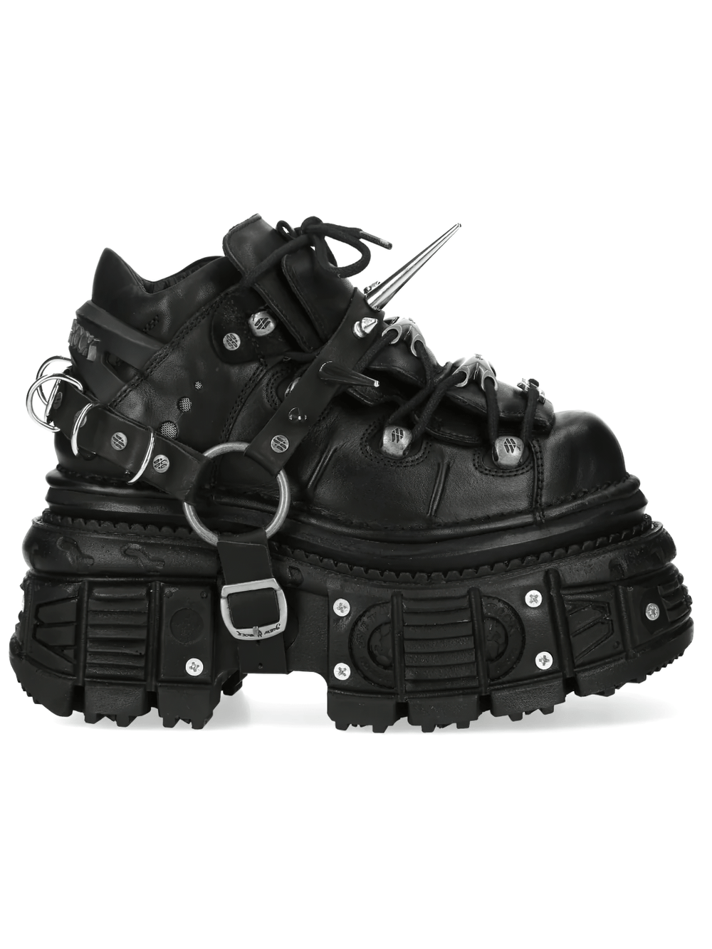 NEW ROCK Women's Gothic Platform Boots with Spikes Rings