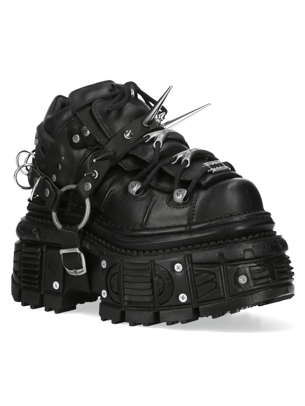 NEW ROCK Women's Gothic Platform Boots with Spikes Rings