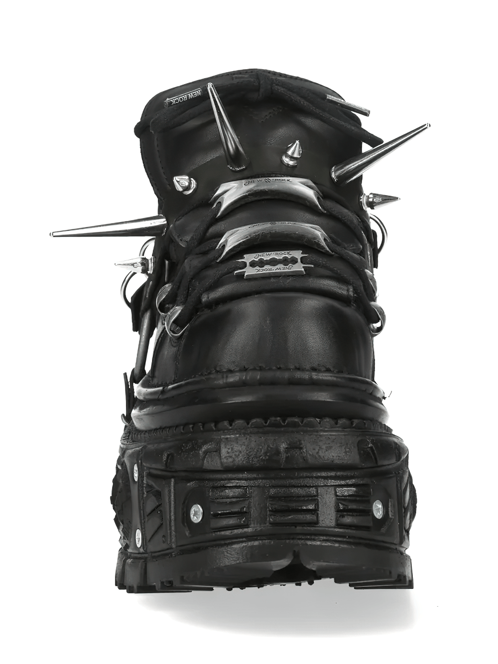 NEW ROCK Women's Gothic Platform Boots with Spikes Rings