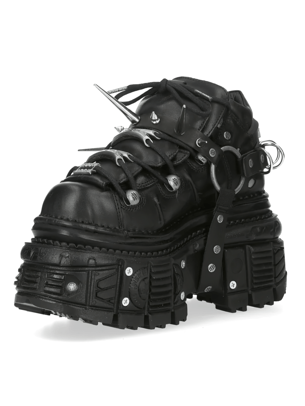 NEW ROCK Women's Gothic Platform Boots with Spikes Rings