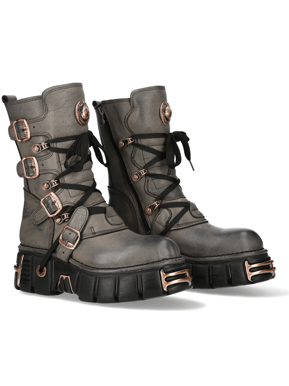 NEW ROCK Women's Gothic Punk Boots With Buckles and Platform