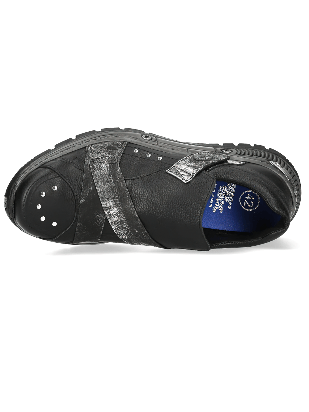 NEW ROCK Women's Gothic Slip-On Shoes with Silver Straps