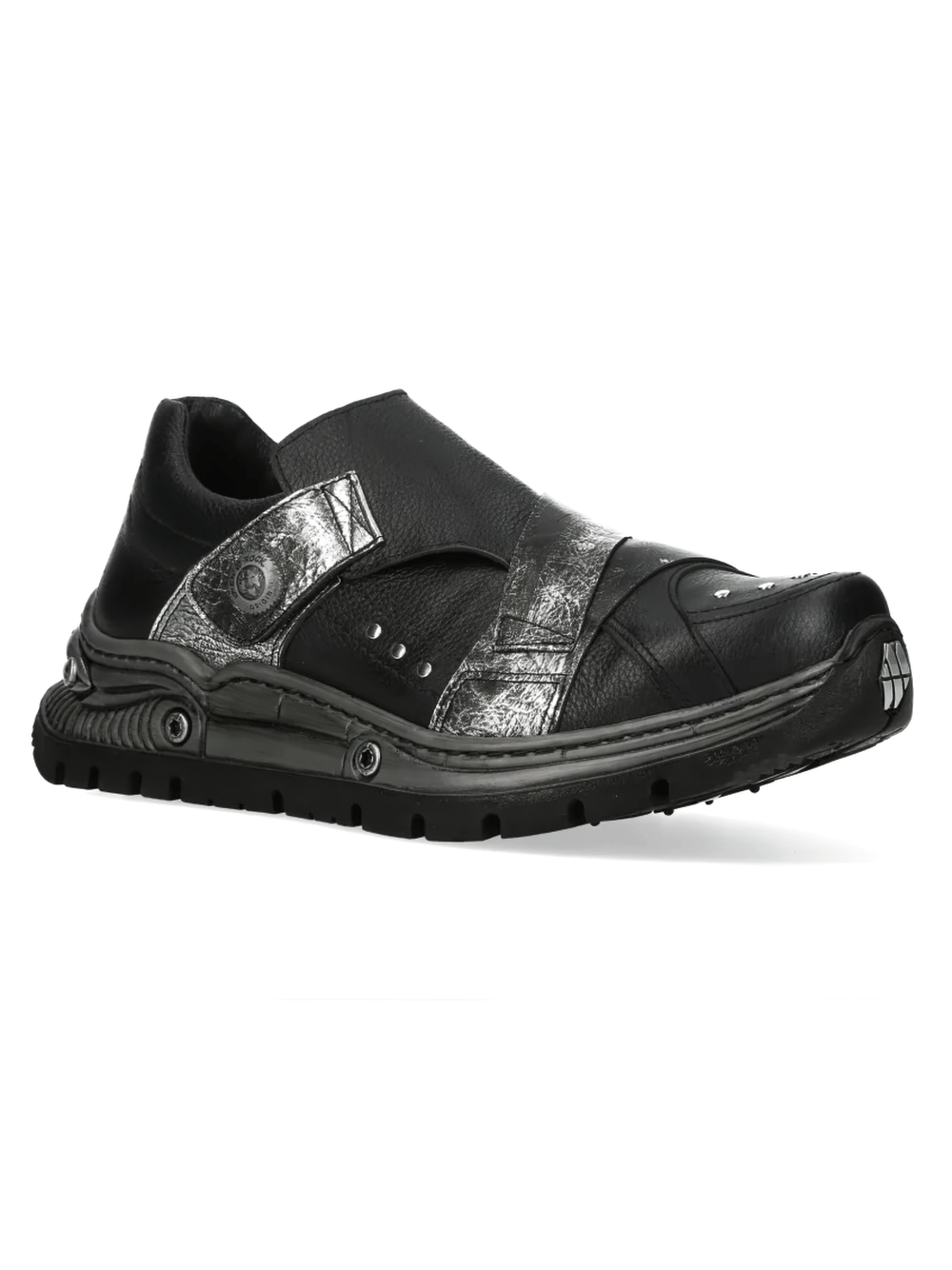 NEW ROCK Women's Gothic Slip-On Shoes with Silver Straps