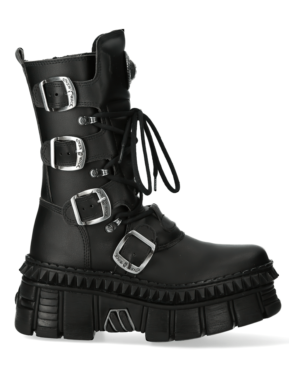 NEW ROCK Women's Industrial Platform Boots with Buckles