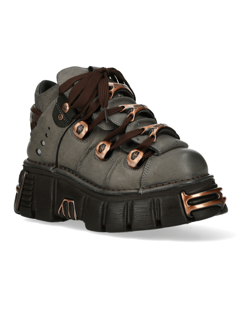 NEW ROCK Women's Platform Ankle Boots with Bronze Plates