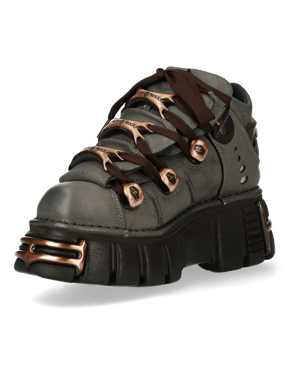 NEW ROCK Women's Platform Ankle Boots with Bronze Plates