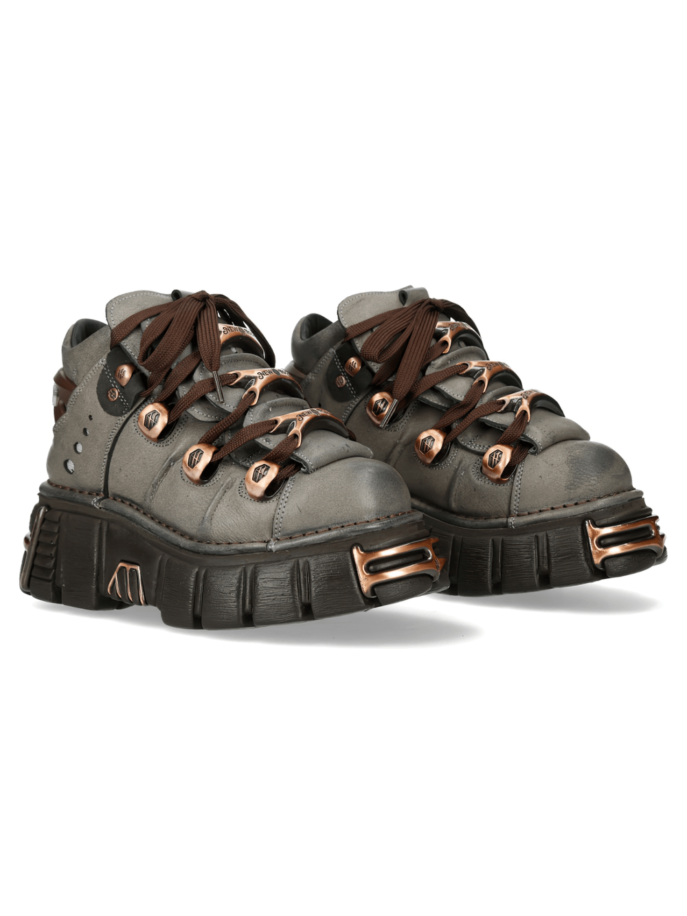 NEW ROCK Women's Platform Ankle Boots with Bronze Plates