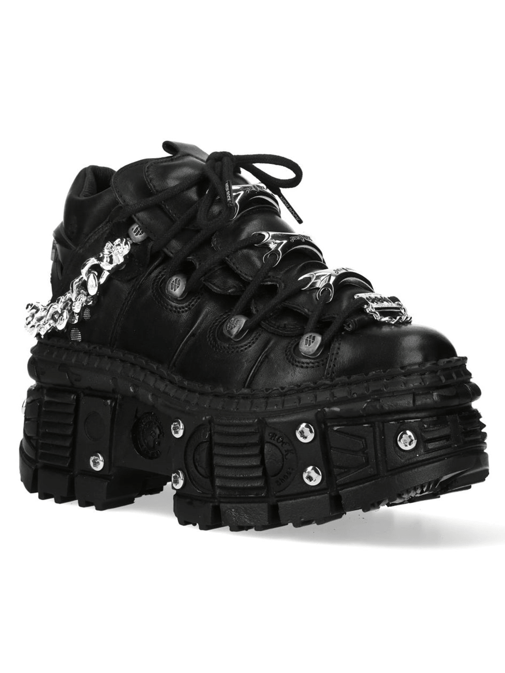 NEW ROCK Women's Punk Shoes with Chains and Bat Wing Details