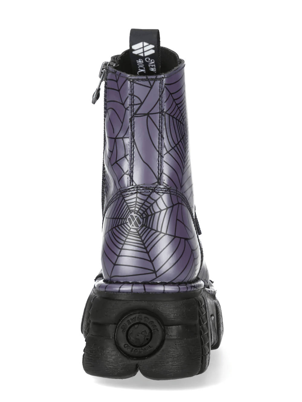 NEW ROCK Women's Purple Ankle Boots with Spiderweb Pattern