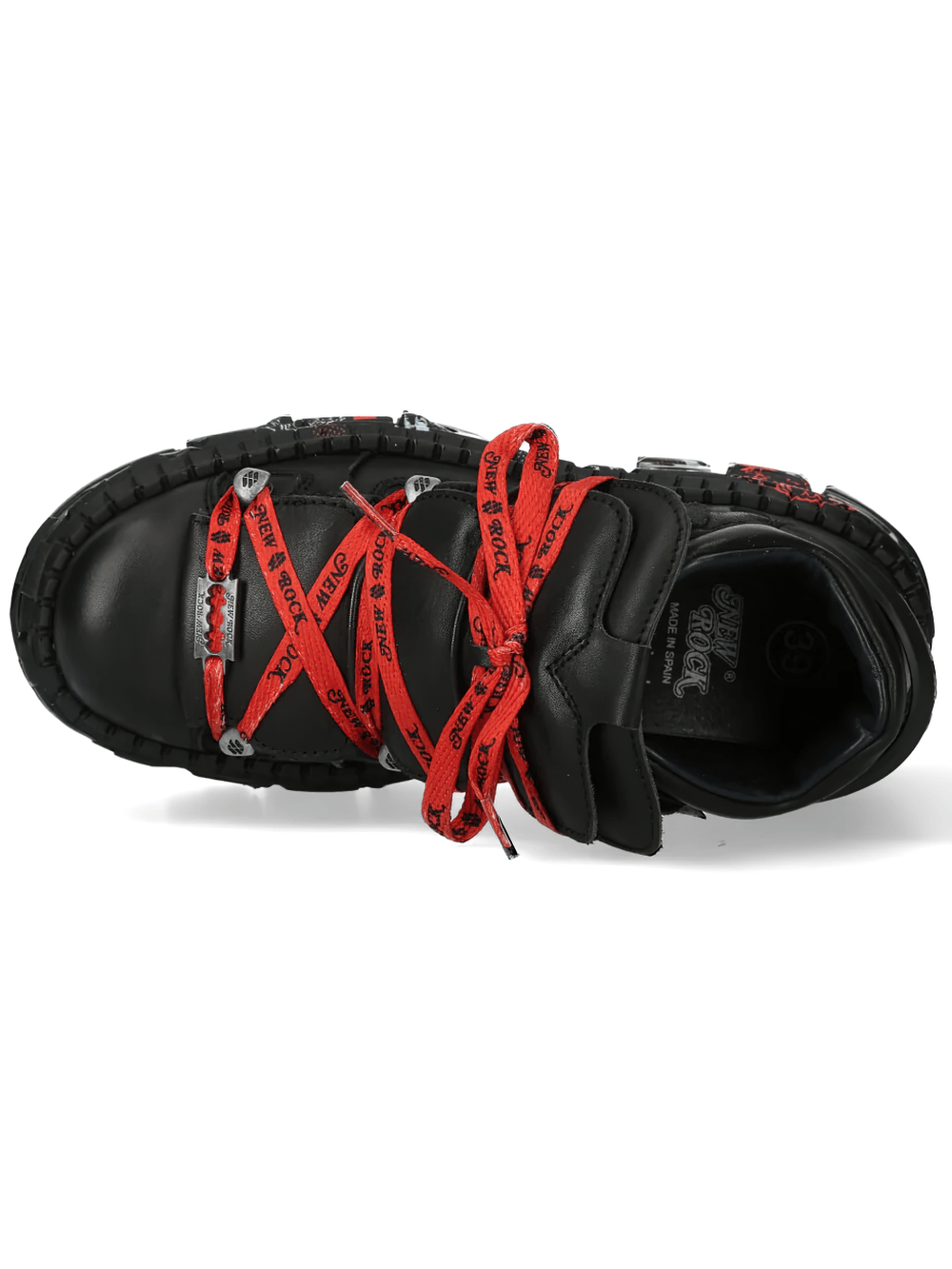 NEW ROCK Women's Shoes with Red Laces and Chunky Treads