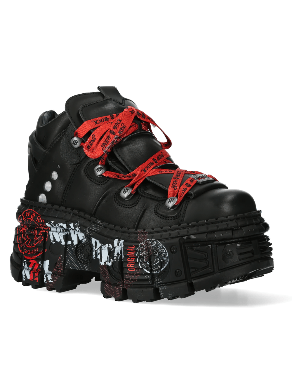 NEW ROCK Women's Shoes with Red Laces and Chunky Treads