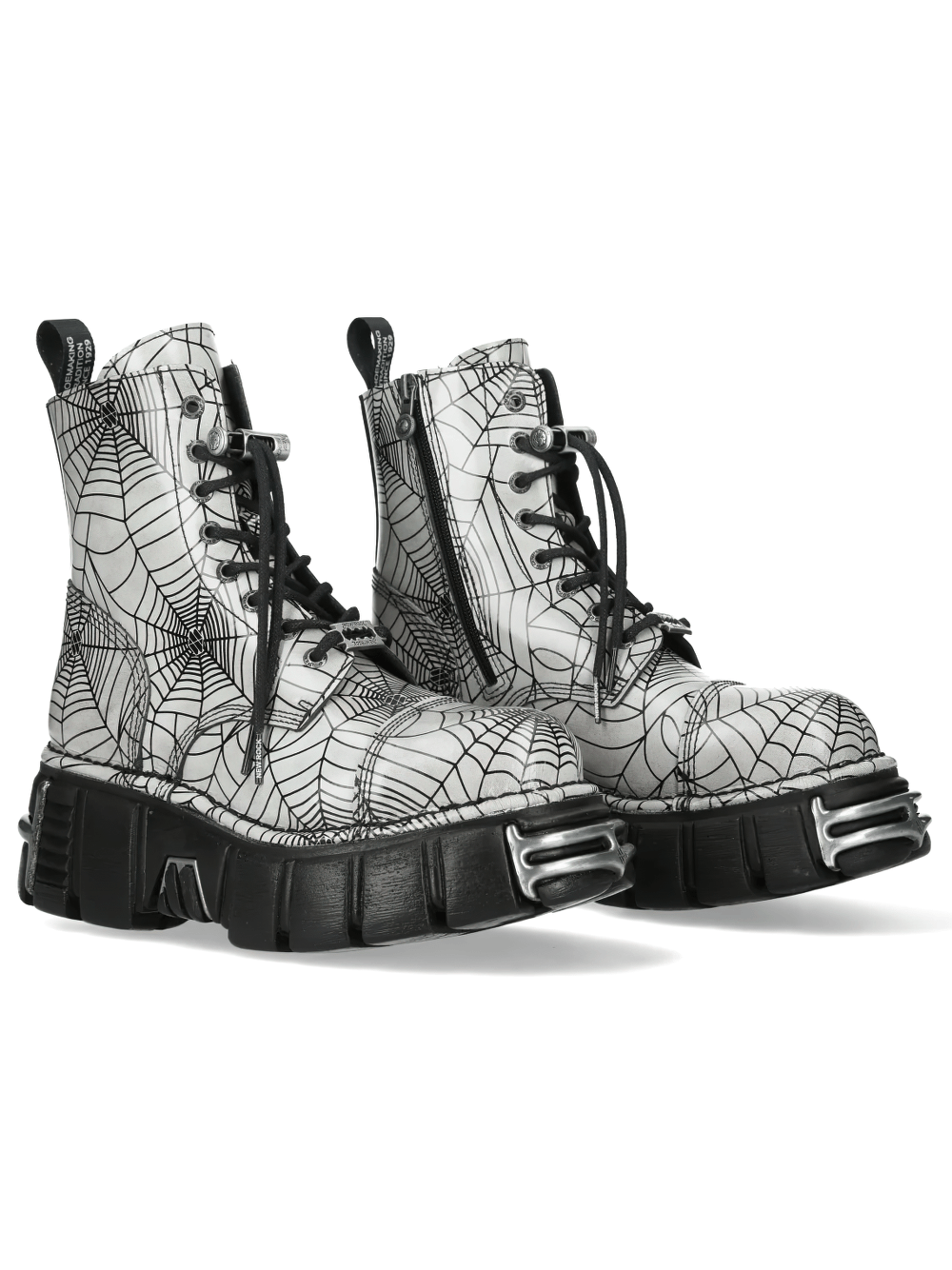 NEW ROCK Women's Spiderweb Platform Boots with Toe Guard