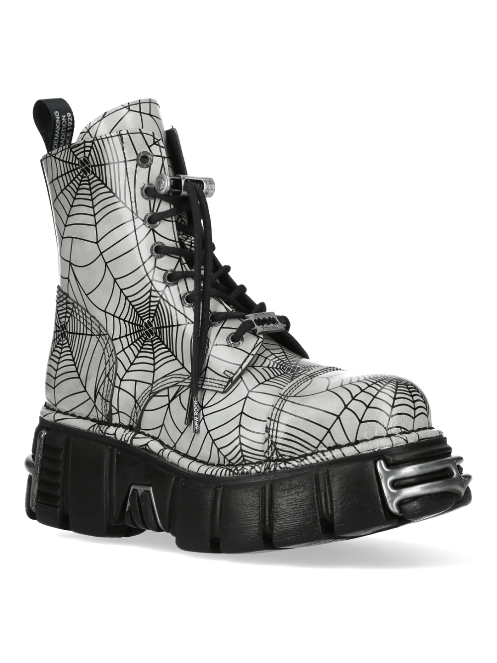NEW ROCK Women's Spiderweb Platform Boots with Toe Guard