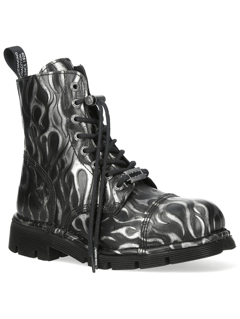 NEW ROCK Women's Steel Fire Gothic Ankle Boots with Zipper