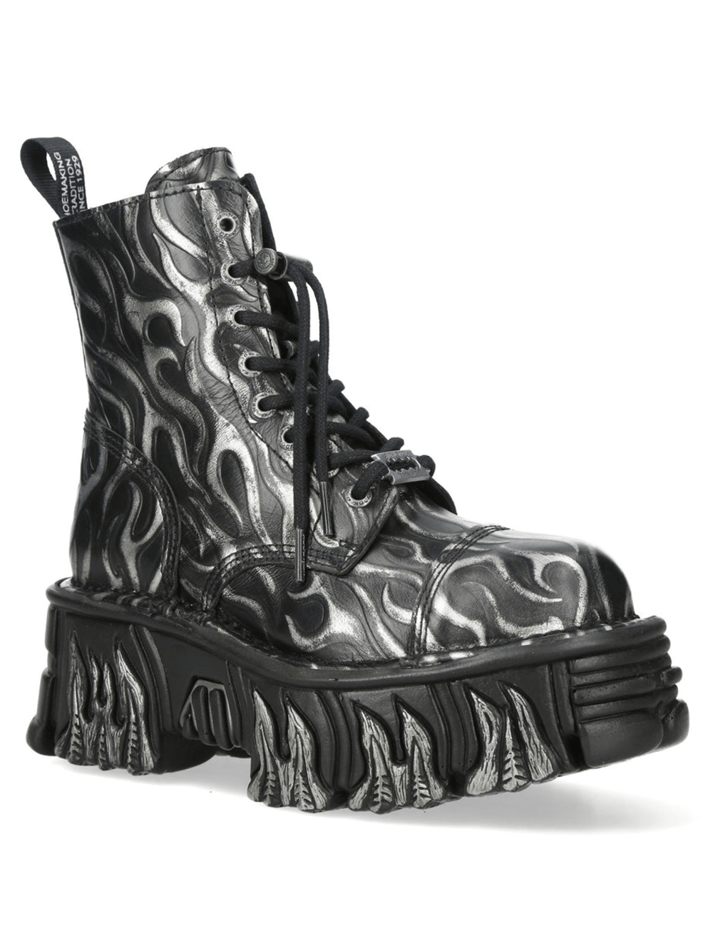 NEW ROCK Women's Steel Goth Platform Boots With Flame Sole