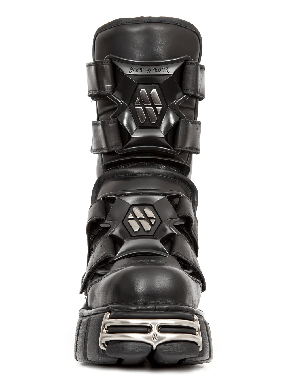 NEW ROCK Women's Strap Platform Boots with Silver Plate Trim