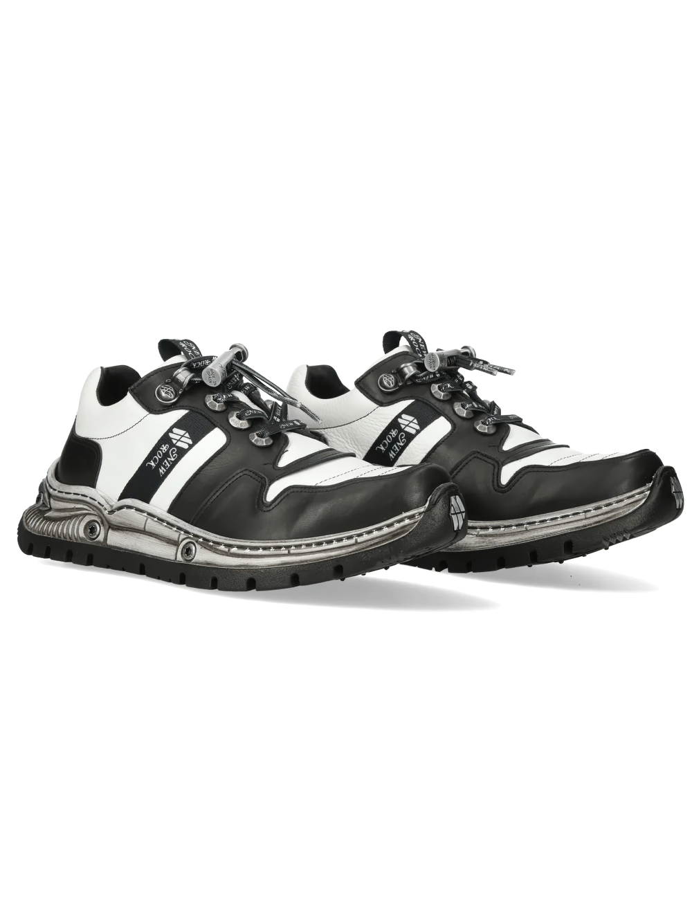 NEW ROCK Women's Two Tone Punk Chunky Sole Street Sneakers