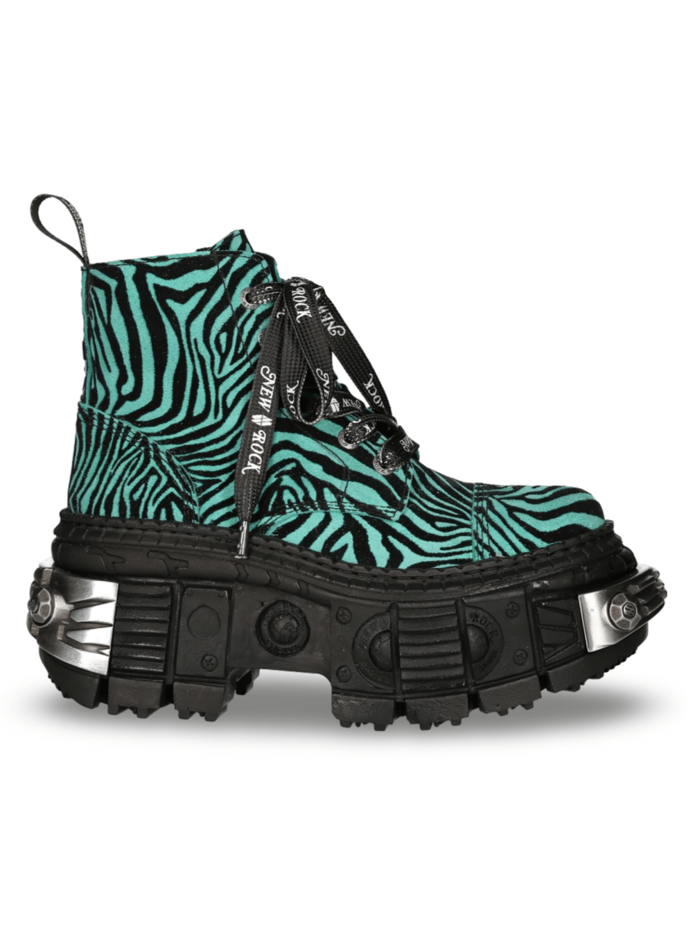 NEW ROCK Men's Zebra Print Ankle Boots with Chunky Sole