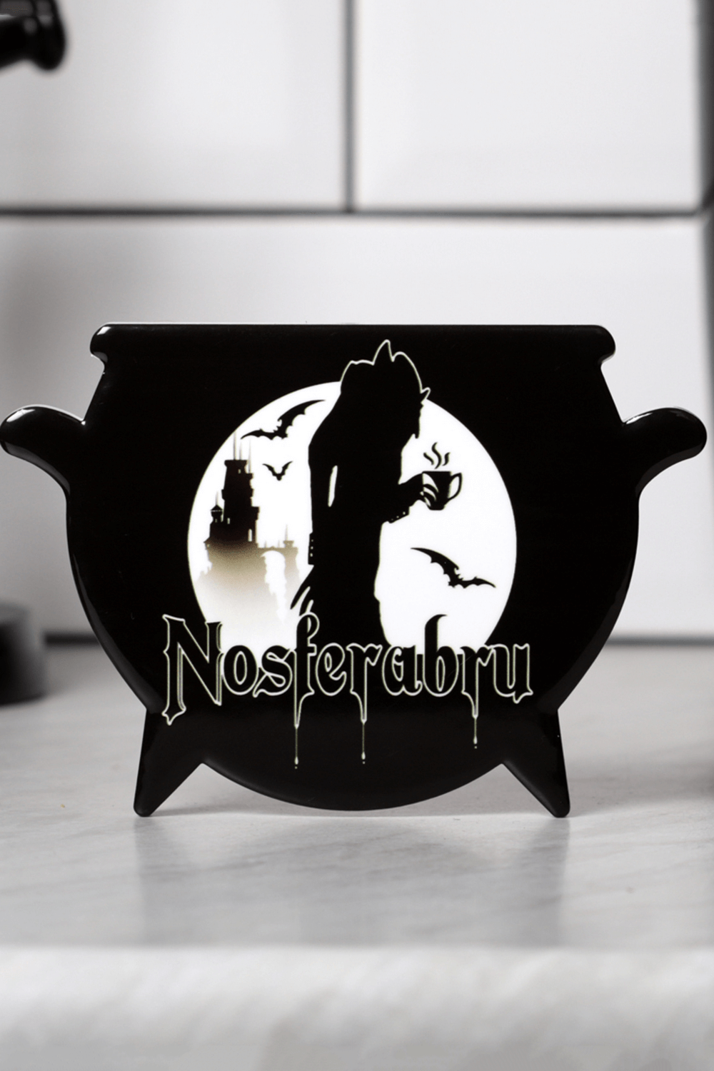 Nosferabru Vampire Cauldron Ceramic Coaster For Decor