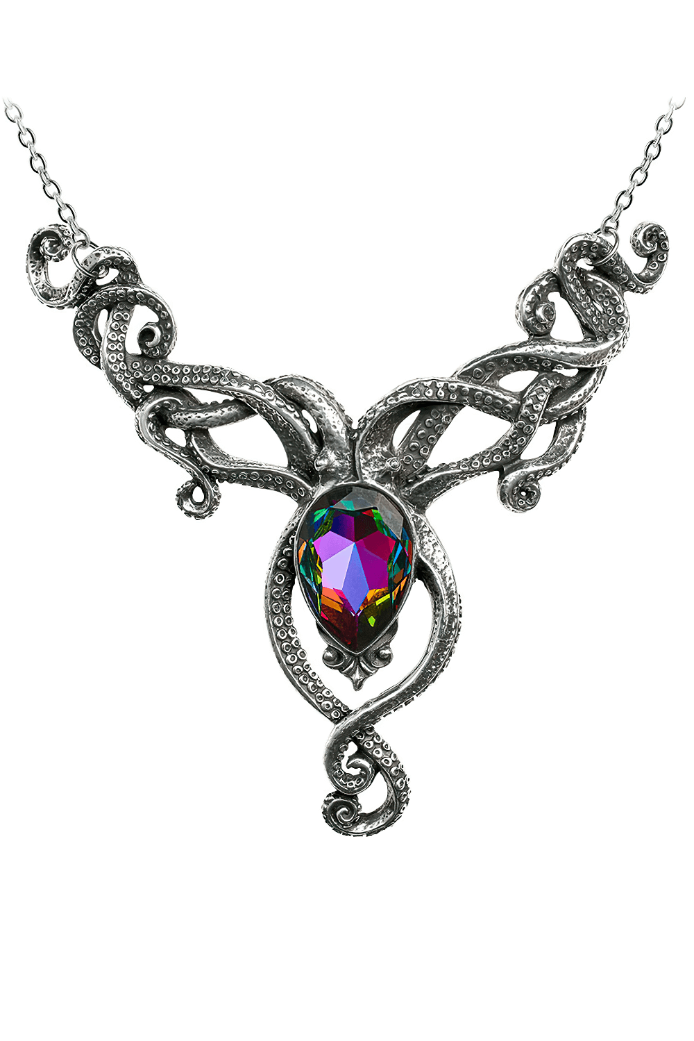 Octopus Tentacle Necklace with Rainbow Crystal Jewel